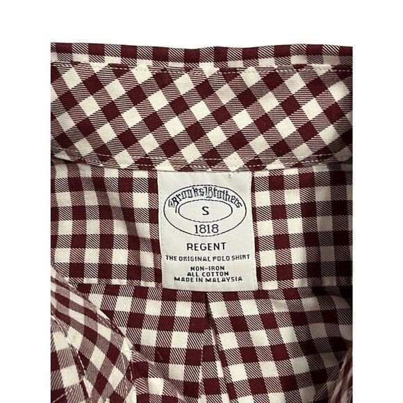 Brooks‎ Brothers Long Sleeve Dress Shirt Non Iron Purple Gingham Size Small - Picture 4 of 8